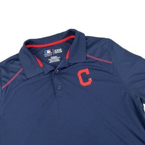 Mens MLB TX3 Cool Cleveland Guardians Short Sleeve Polo Shirt Size XL Blue